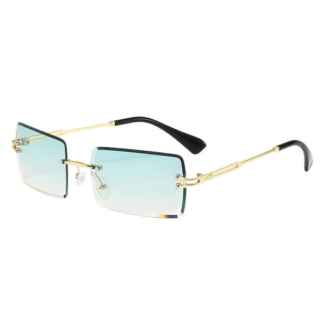Fashion Unisex Rimless Rectangle Sunglasses 400 Square Eyewear for Outdoor Activities