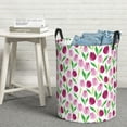 thumbnail image 6 of Sikiie Tulips Flowers Print Round Dirty Clothes Basket, Waterproof Standing Foldable Storage Basket, for Laundry Room, Bedroom, Bathroom Storage-Small, 6 of 6