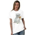 thumbnail image 5 of Cute White Kitten Christmas Bow Women's Graphic T Shirt Tees Brisco Brands S, 5 of 5