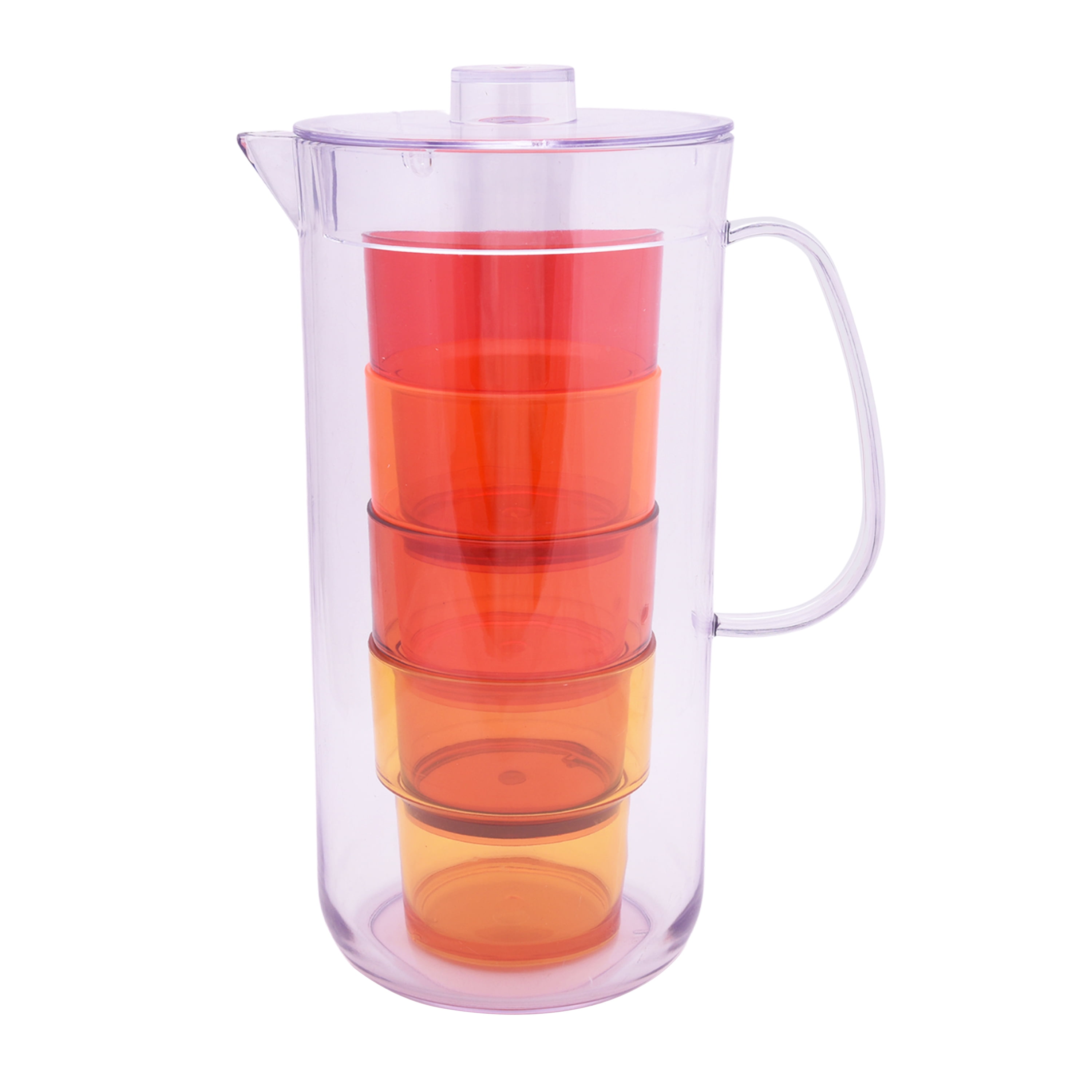 Mainstays 3-Quart Acrylic Stackable Tumbler Pitcher Set, Orange Ombre