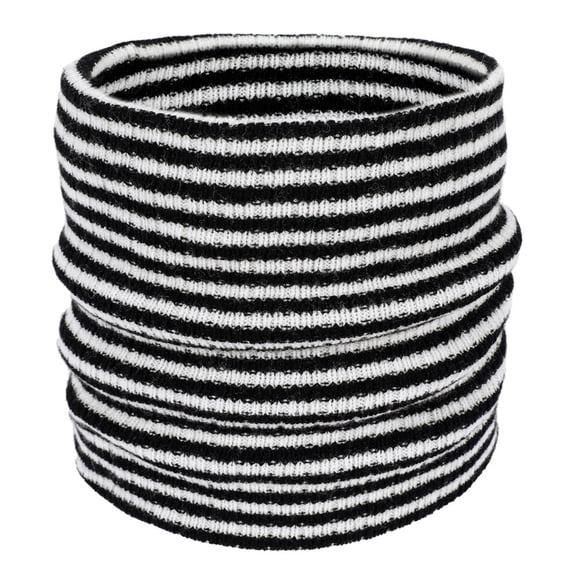 siminsem Unisex Striped Neck Gaiter Winter Warm Knitted Reversible Neck Warmer - Fleece Lined Thermal Cycling Running Ski Scarf for Men Women Windproof Cold Weather Face Cover, Black,One Size