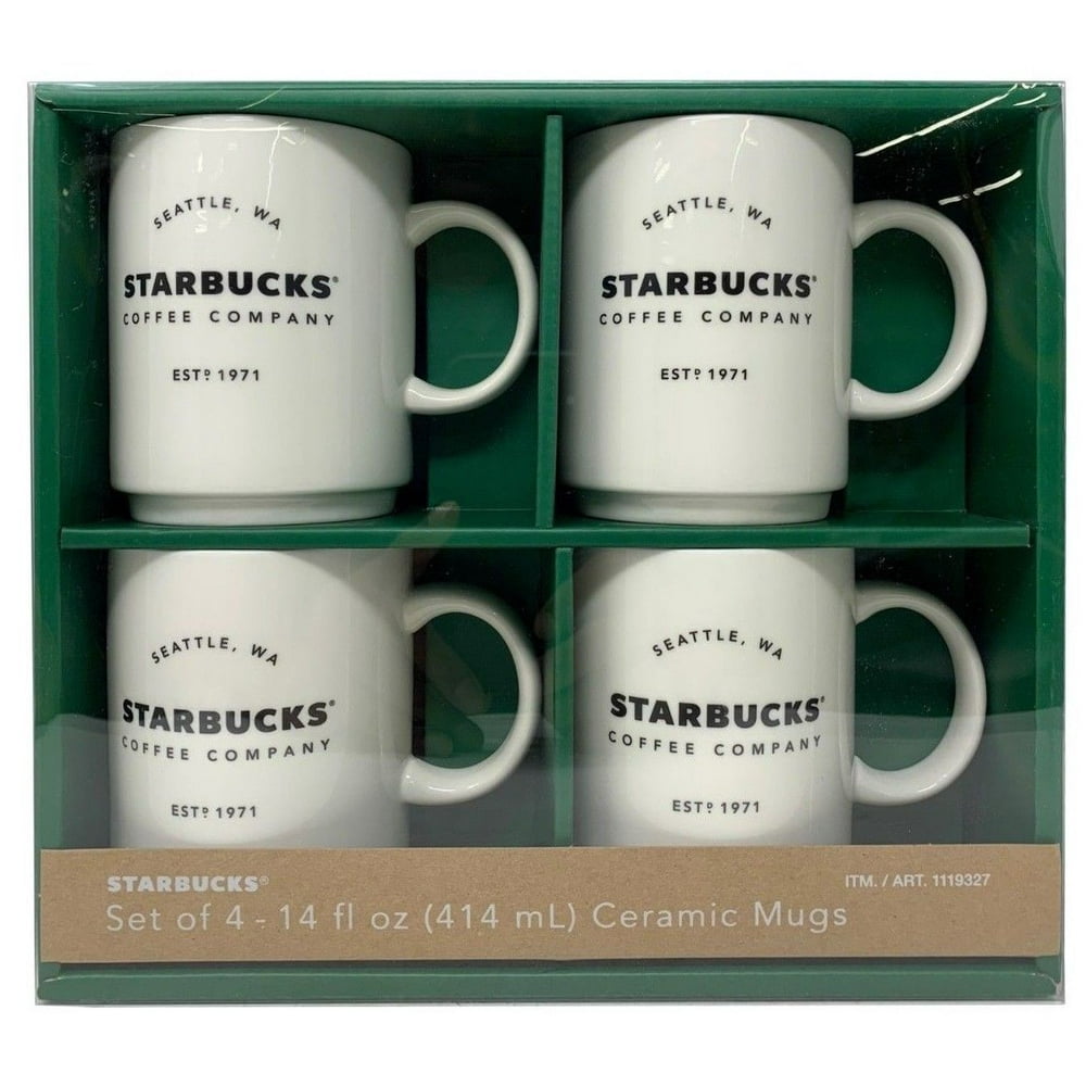 Starbucks Coffee Company 14 OZ Ceramic Mugs Gift Set 4 Pack Walmart