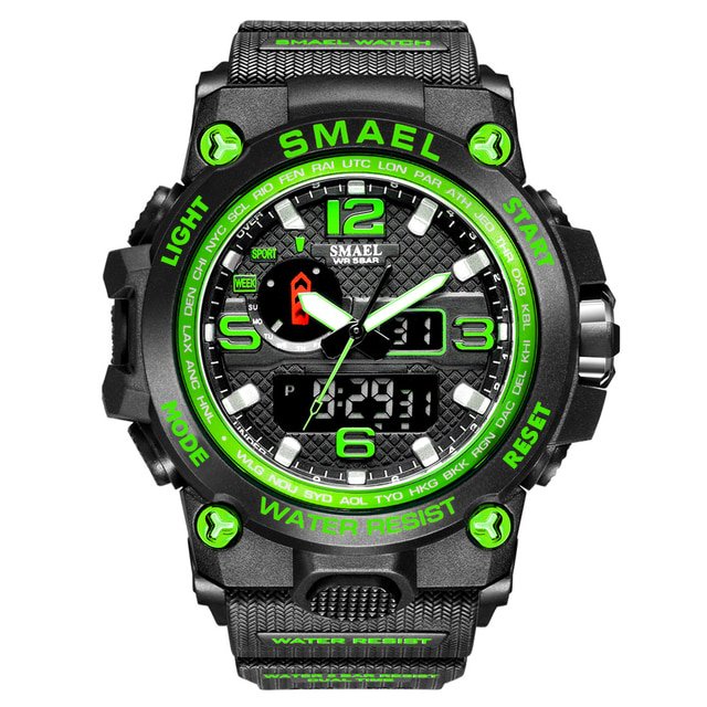 Relojes deportivos de marca SMAEL para hombre, relojes de pulsera de cuarzo electrónicos LED analógicos digitales de doble pantalla, reloj militar de natación resistente al agua Tan Jianjun unisex