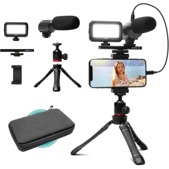 Movo iVlogger Plug-and-Play Camcorder and Smartphone, Black