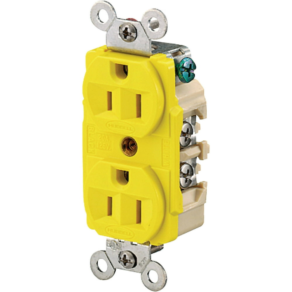 Hubbell HBL52CM62 Yellow 15A 125V Heat & Corrosion Resistant Duplex Receptacle