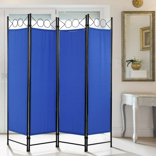 Room Dividers Folding Privacy Screen with 4 Panels Steel Frame Living