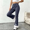thumbnail image 6 of Ugoldhm Girl's Ribbed Knit Flare Pants Elastic Waist Ruffle Hem Bow Decor Slim Casual Bell Bottom Trousers 0-14Y, 6 of 7