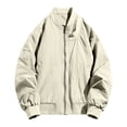 thumbnail image 5 of Bxsruta Mens Bomber Jacket Full Zip Casual Outerwear Long Sleeve Streetwear, 5 of 8