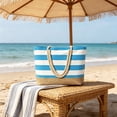 thumbnail image 6 of LEFXSMR Beach Bags for Women, Beach Bags Waterproof Sandproof with Striped Design, Portable Washable Tote Bag for Swim Pool & Outdoor Use, Sky Blue, 6 of 7