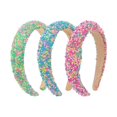 thumbnail image 1 of wonima44 Sprinkle Candy Headbands for Women, Colorful Glitter Padded Headbands for Women, Fun Donut Sprinkle Head Bands for Women's Hair Non Slip, Cute Candy Accessories (Green, Hot Pink, Blue), 1 of 1