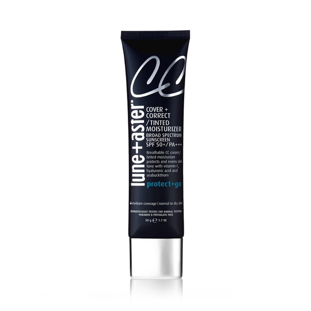 Crema CC Lune+Aster de amplio espectro, SPF 50, color medio claro, 50 ml