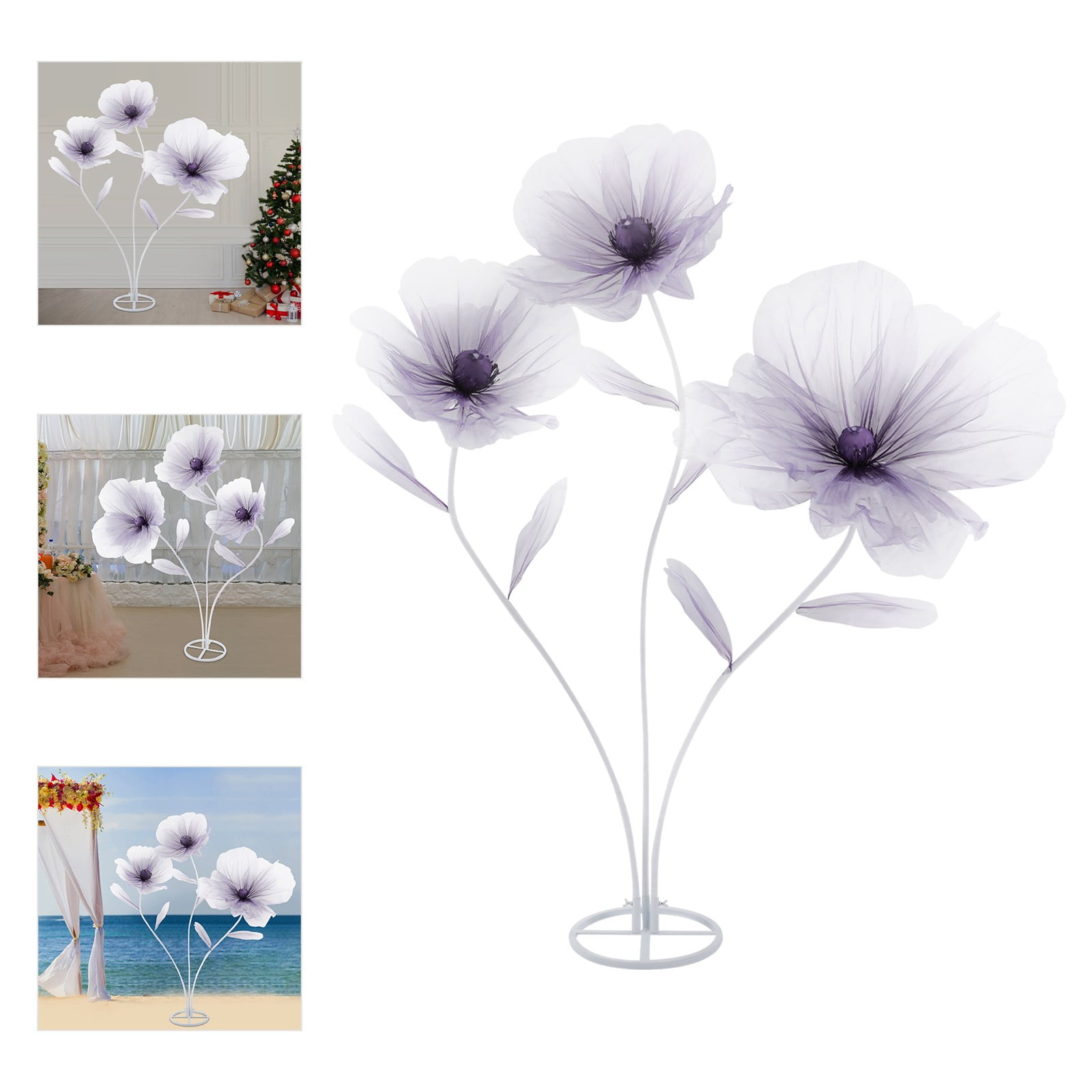 ToppiJoy 67" Giant Artificial Flowers for Decoration, Large Fake Flower with Standing Stems and Base for Wedding Decor, Shop Window, Photography, Banquet (Purple)
