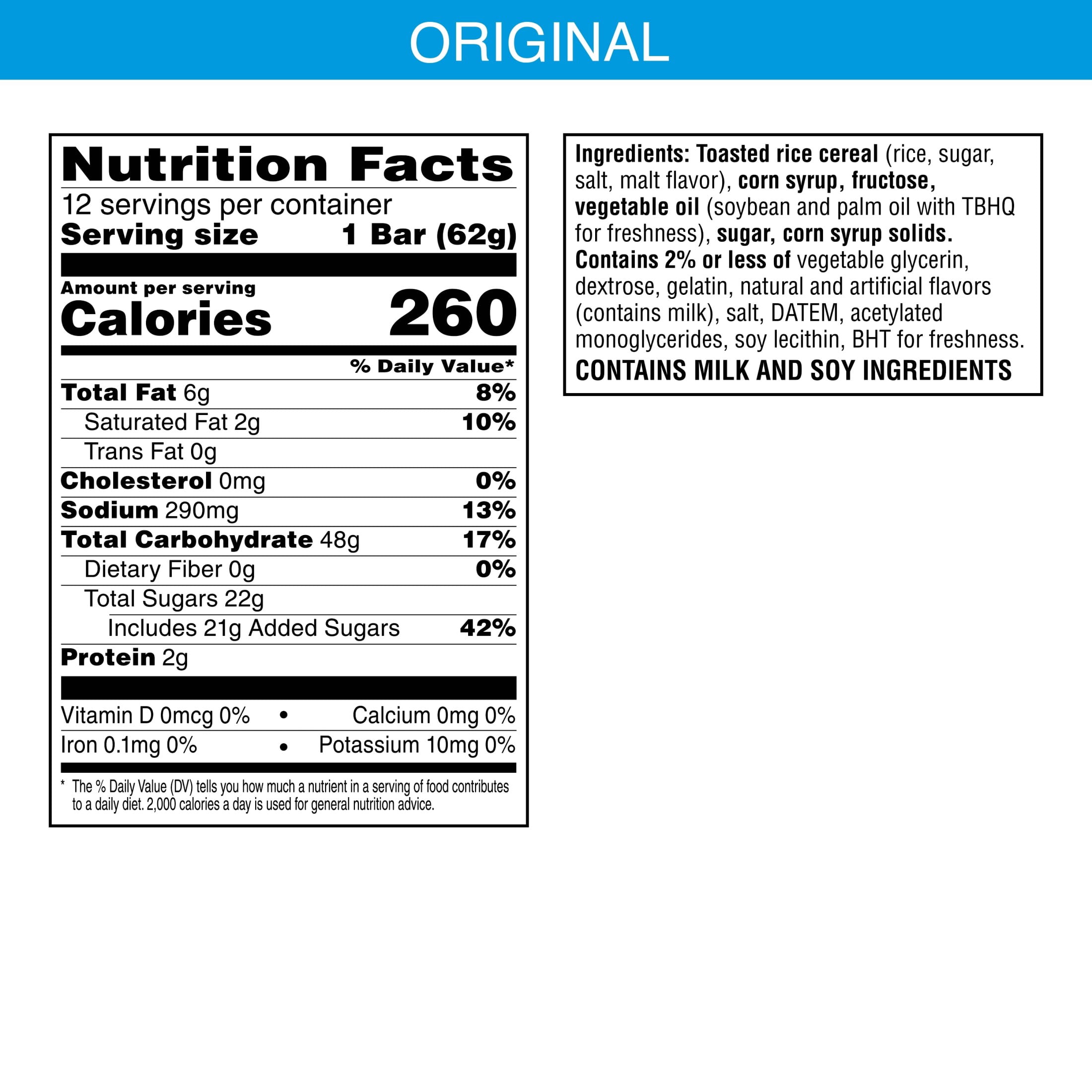 Rice Krispies Treats Original Chewy Large Marshmallow Snack Bars, Kids Snacks, 26.4 oz, 12 Count