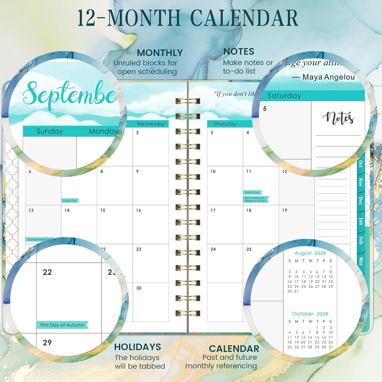 Planner 2026-2027 - Academic Planner 2026-2027, Jul. 2026 - Jun. 2027, 26-27 Weekly and Monthly with Tabs, 6.3" x 8.4", Tabs, Hardcover, Back Pocket