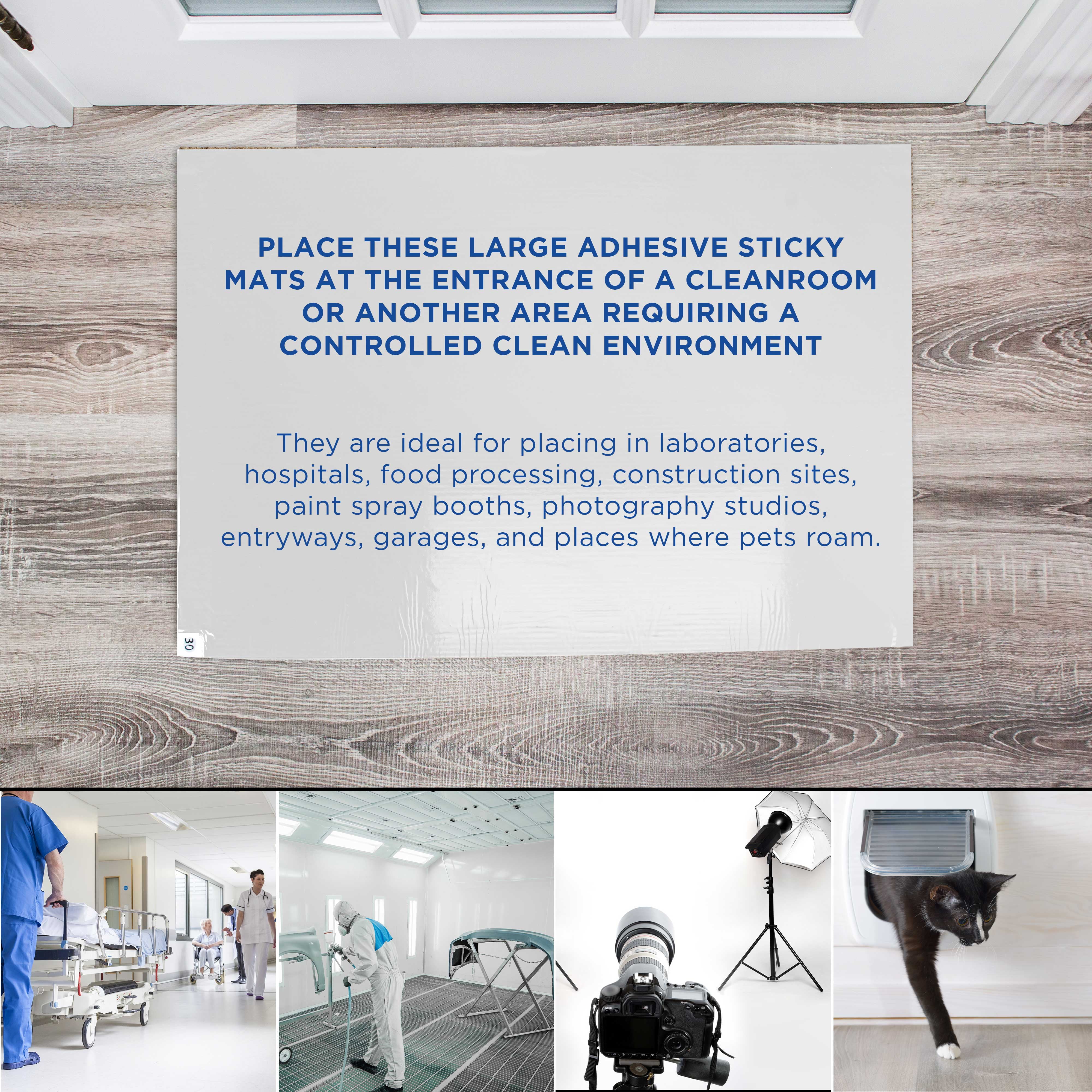Master Elite Sticky Tacky Adhesive Cleanroom Floor Mats, 24" x 36", 4 Packs of 30 White Sheets Each - For Laboratory, Paint Spray Booth, Construction Sites - Trap Remove Dirt, Dust, Shoe & Pet Debris