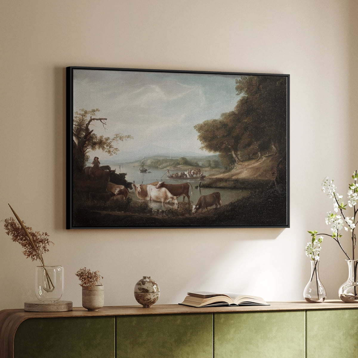 Vintage Animal Print-XXIII By Wexford Home Framed in Black Wood Gallery Wrapped Canvas 25 in. x 37 in.