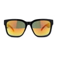 thumbnail image 2 of Kush Color Mirror Mens Oversize Horn Rim Hipster Sport Plastic Sunglasses Shiny Black - Orange Mirror, 2 of 4