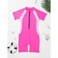 thumbnail image 4 of Sinleey Kids Boys' One Piece  Zipper Swimsuit Rash Guard Shirt Quick Dry Swimwear UPF50+ Rose Red 16, 4 of 7