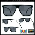 thumbnail image 2 of Polarized Oversize Flat Top Rectangle Horn Rim Plastic Mens Fashion Sunglasses Black White Blue - Black, 2 of 8