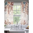 thumbnail image 3 of Sheer Curtains 63 Inches Long, Orange Eucalyptus Leaves Light Filtering Window Curtains for Living Room, Botanical Fall Rustic Beige Rod Pocket Voile Sheer Curtain Drapes, 52"W x 63"L, 2 Panels, 3 of 8