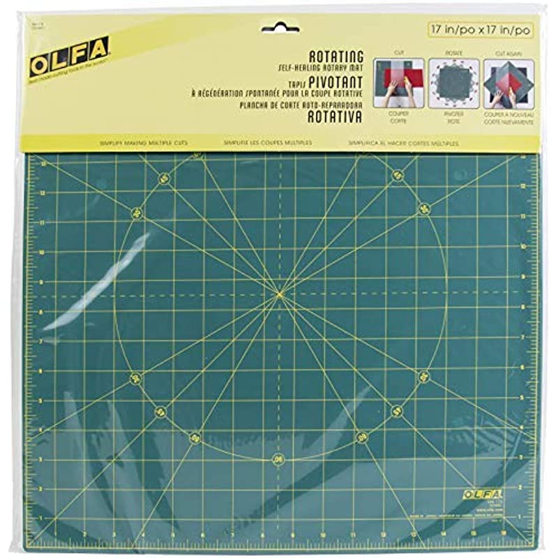 OLFA 17" x 17" Rotating Cutting Mat (RM17S) Self Healing 17x17 Inch Square Rotary Mat with