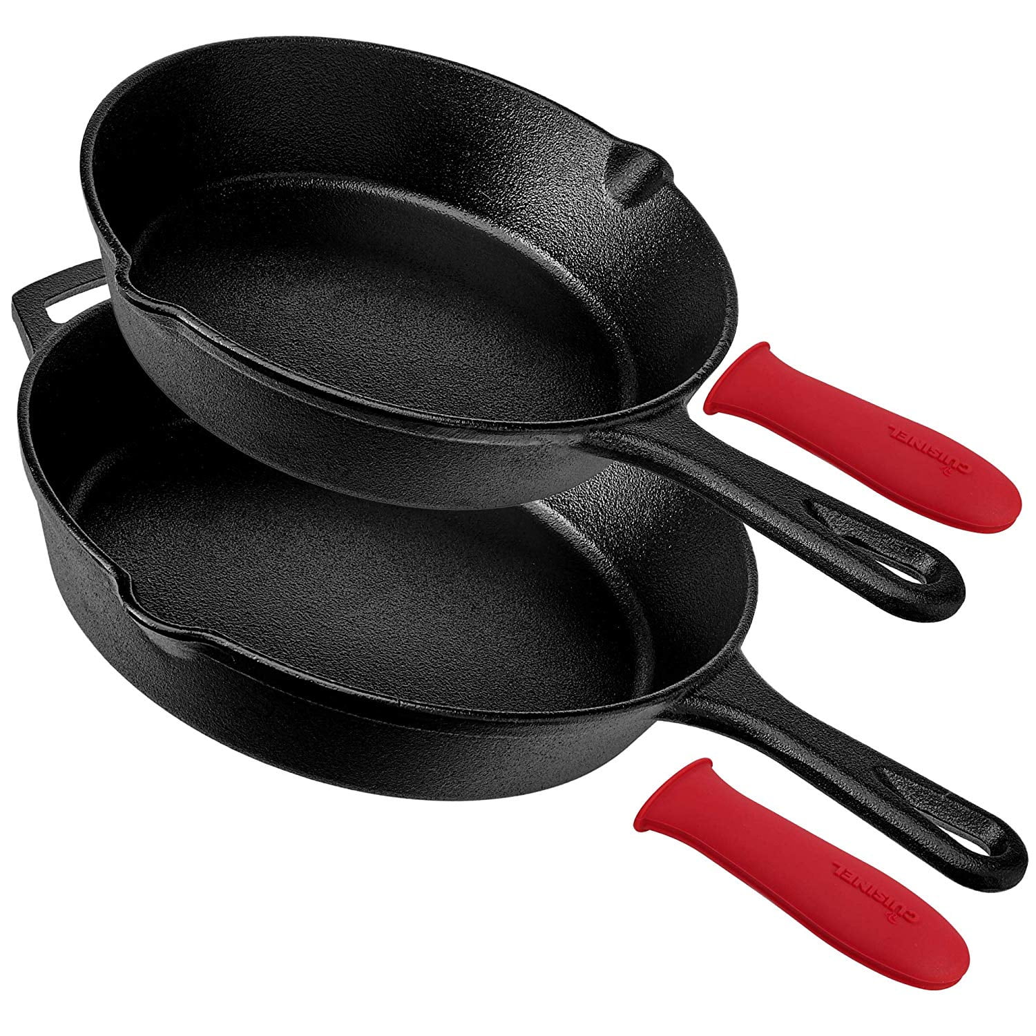 PreSeasoned Cast Iron Skillet 2Piece Set (8Inch and 10Inch) Oven