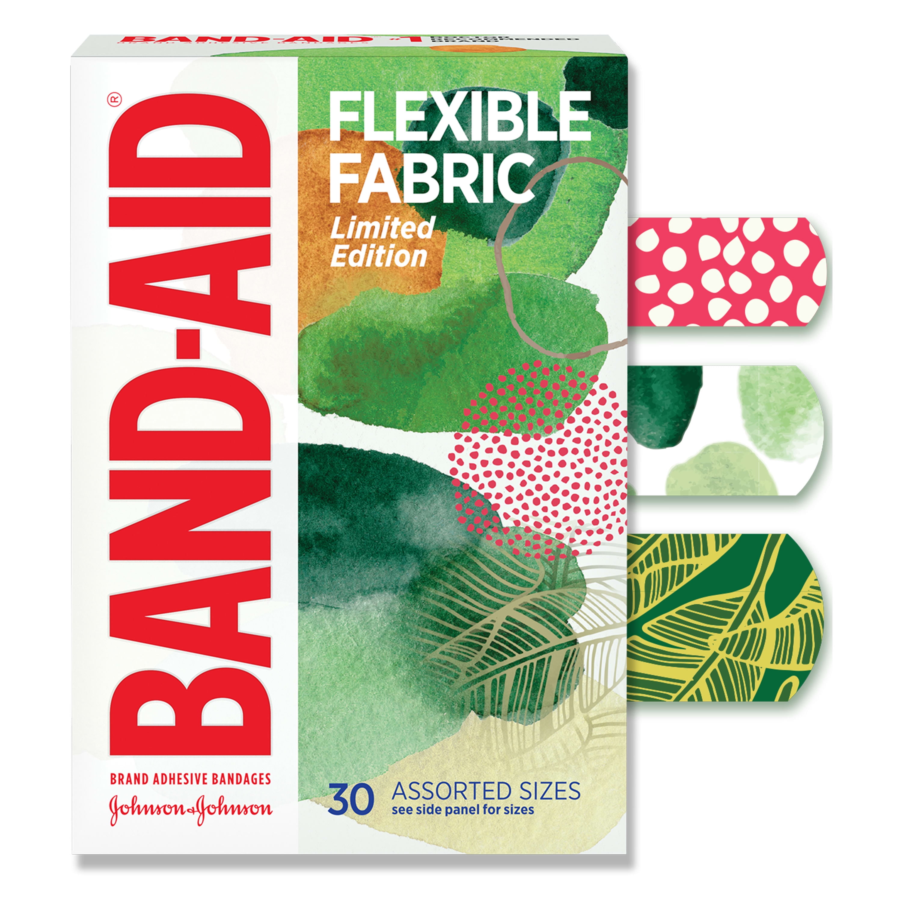 Band-Aid Brand Flexible Fabric Bandages, Forest, Assorted Sizes, 30 Ct