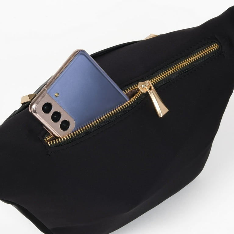 Black Oversized Fanny Pack Plus Size Crossbody Bag with Adjustable Belt Straps Fits 42 54 Inch Waist
