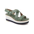 thumbnail image 1 of Kensie Womens Tia Iridescent Ankle Strap Wedge Sandals Green 8.5 Medium (B,M), 1 of 2