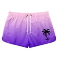 thumbnail image 4 of Mens Vacation Shorts Men's Gradient Color Printed Stretch Waist Drawstring Shorts Polyester Summer Casual Sporty Travel Dark Purple S, 4 of 4