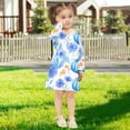 thumbnail image 5 of Girls' long-sleeved dress Blue Pumpkin Flowers Girls' A-line dress with ribbed cuffs Soft and comfortable, 5 of 6