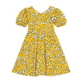 thumbnail image 6 of Amidoa Girl Dresses Twirl Short Sleeve Skater A-Line Dress Summer Casual Sundress for Kids Yellow Size 7, 6 of 7