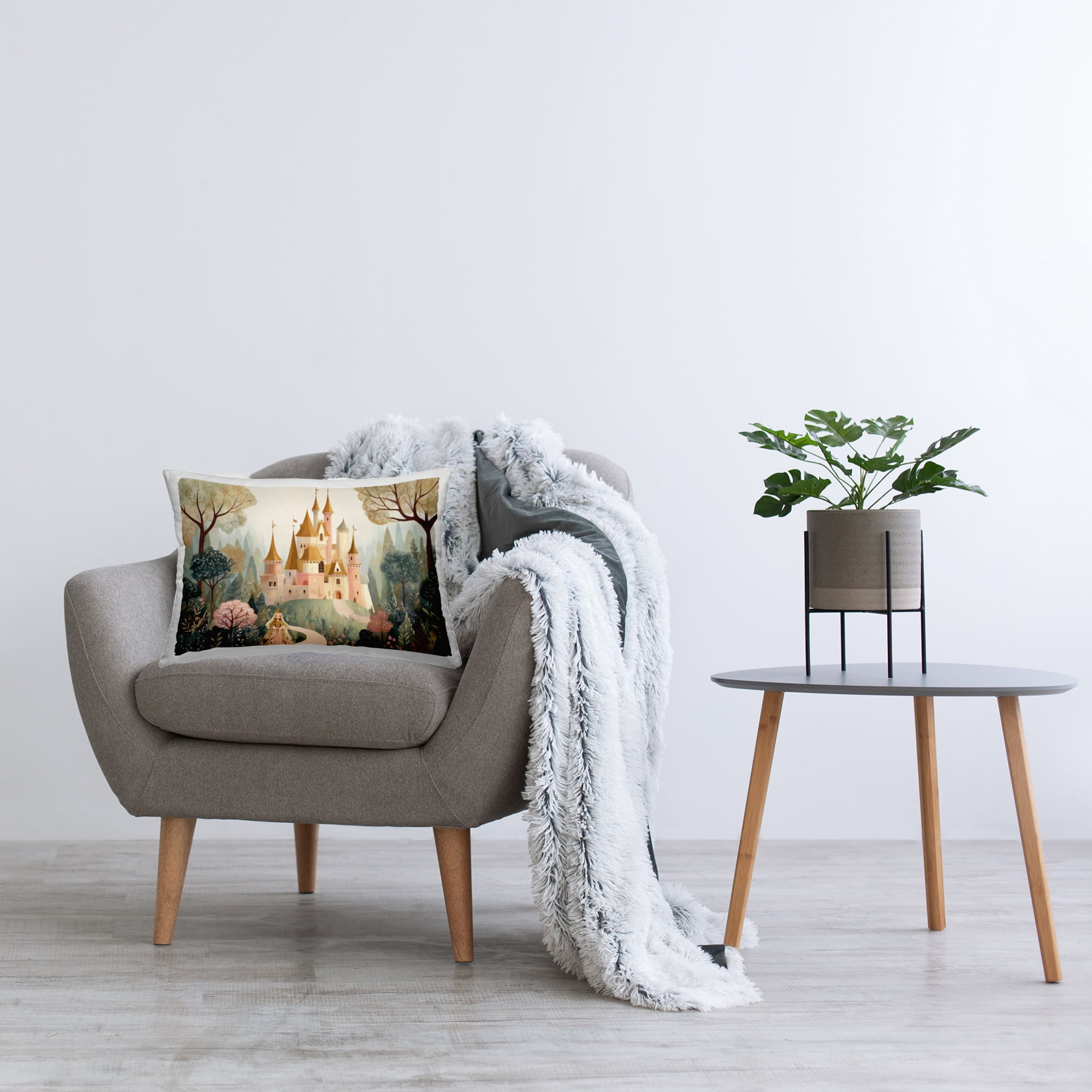 Stupell Industries Whimsical Castle Path Decorative Printed Throw Pillow, design by Christine Simpson Art, 14 x 7 x 20