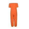 thumbnail image 4 of QATAINLAV Women's Loose Fit Short Sleeve Jumpsuits Casual Off Shoulder Rompers Solid Color Beam Foot One Piece Pants with Pockets Plus Size 90 off Clearance Sale Orange S, 4 of 6