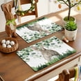 thumbnail image 2 of Easter Rabbit Placemats Set of 8, Spring Watercolor Bunny Leaf Grass Heat Insulated Linen Place Mats, Washable Stain-Proof Table Mats for Dining Tables Holiday Decor 13x19 Inches, 2 of 9