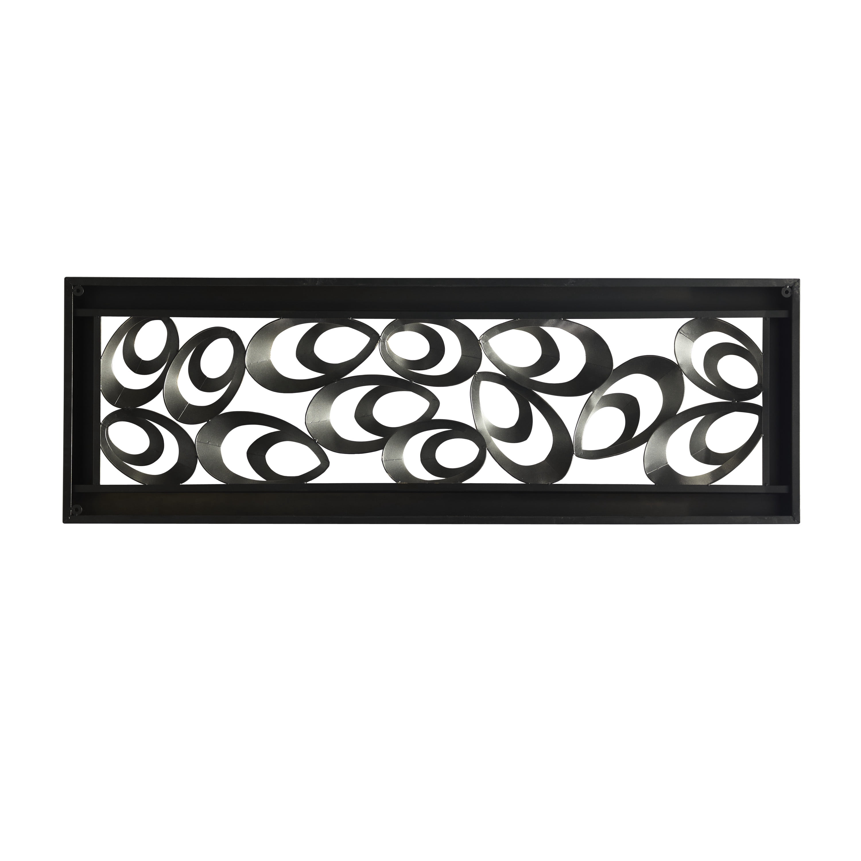 DecMode Gold Metal Scallop Ribbon Abstract Wall Decor with Black Frame