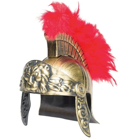 Red Plume Crest Gladiator Lion Helmet Adult Halloween