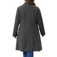 thumbnail image 4 of Women's Plus Size Long Winter Coats Notch Lapel Double Breasted Pea Trench Coats 4X Dark Grey, 4 of 7