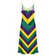 thumbnail image 4 of Falda Larga Verano Mujer Cuello en V sin Mangas Impresión de Carnaval Correa Dividida Maxi Vestido Casual Playa Dormir Deslizamiento Vestido Fluido, 4 of 8