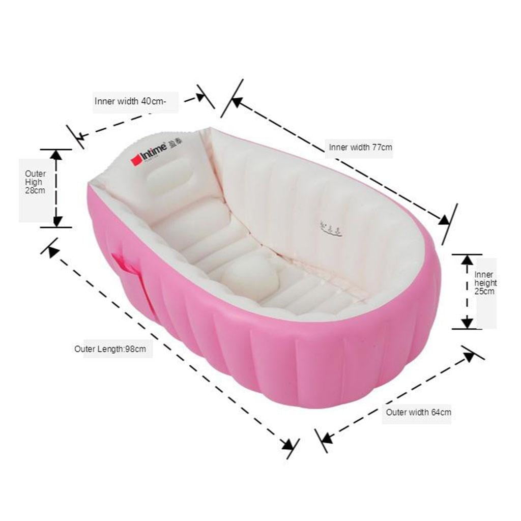Aymzbd Inflatable Bathtub PVC Thick Bathing Bath Tub for children Newborn Pink