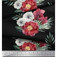 thumbnail image 2 of Soimoi Black Cotton Duck Fabric Peony & Anemone Floral Print Print Fabric by the Yard 44 Inch Wide, 2 of 3