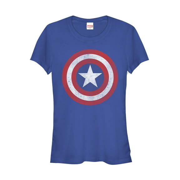 Junior's Marvel Captain America Classic Shield  Graphic Tee Royal Blue Small
