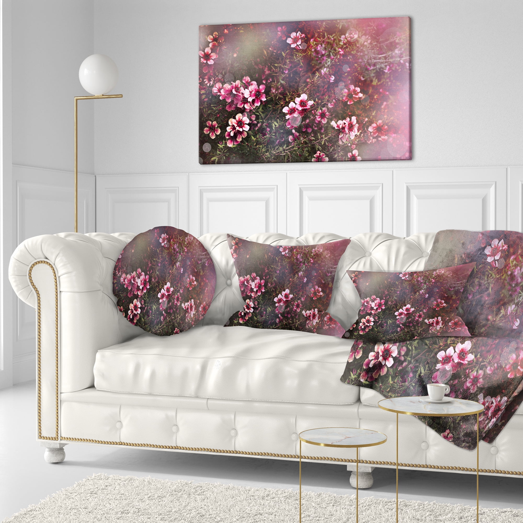 Designart Sakura Japanese Cherry - Photography Floral Throw Pillow - 12x20