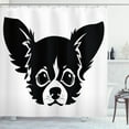 thumbnail image 1 of Ambesonne Chihuahua Shower Curtain, Monochrome Puppy Head, 69"Wx84"L, Black and White, 1 of 3