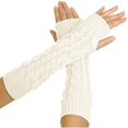 thumbnail image 1 of Guantes de punto de invierno para mujer, calentadores de brazos sin dedos, puños largos de punto fino, guantes de punto cálidos y puños más cálidos, puños calentadores de brazos para mujer, 1 of 5