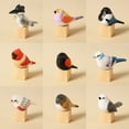 thumbnail image 2 of Carving Colorful Wooden Bird Figurine with Block Unique Natural Detail Handcrafted Home Desk Decors Gift, 2 of 4