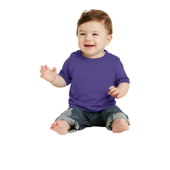 Port & Co Toddler Unisex Juniors Plain Short Sleeves T-Shirt Purple 18 Months