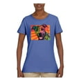 thumbnail image 2 of Cute Smiling Neon Pitbull Dog Breed Dog Lover Womens Graphic T-Shirt, Light Blue, 2XL, 2 of 3