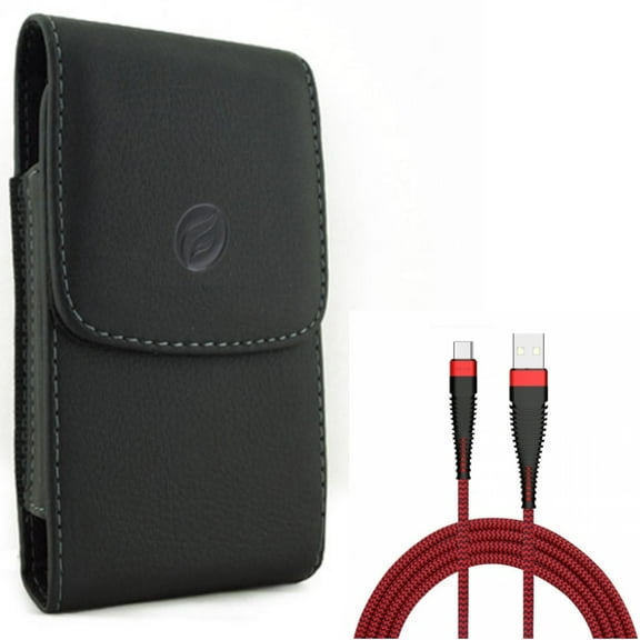 Leather Case Belt Clip w Type-C 10ft USB Cable for Samsung Galaxy A53 5G,A33 5G Phones - Holster Cover Pouch Vertical, Charger Cord Power Wire USB-C