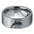 thumbnail image 2 of Tungsten Dolphin Sea Animal Island Band Ring 8mm Men Women Comfort Fit Gray Flat Cut Brushed Polished, 2 of 4